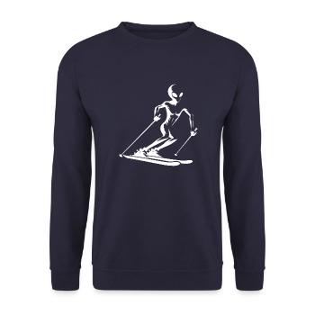Alien skier silhouette for minimalist - Unisex Sweatshirt - navy - Front - Alina (178cm) & Michal (187cm)