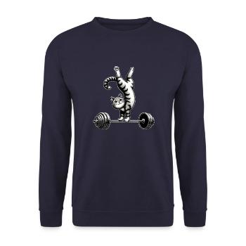 Cat Handstand Fitness Training Workout - Unisex Sweatshirt - navy - Front - Alina (178cm) & Michal (187cm)