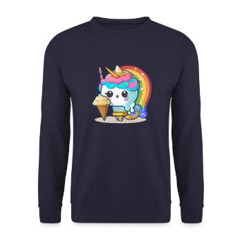 Einhorn-Magie - Eine Welt voller Fantasie - Unisex Pullover - Navy - Vorne - Alina (178cm) & Michal (187cm)
