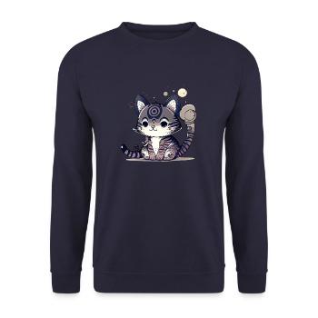 Super cute cat design. - Unisex Sweatshirt - navy - Front - Alina (178cm) & Michal (187cm)