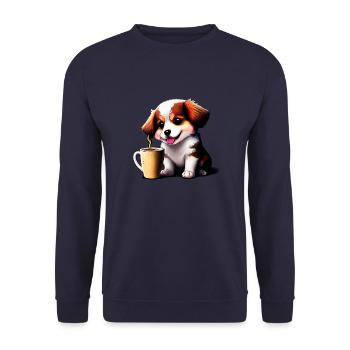 Dog and coffee, what else do you need? - Unisex Sweatshirt - navy - Front - Alina (178cm) & Michal (187cm)