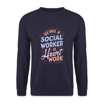 Being A Social Worker Is Heart Work Cute Social - Unisex Pullover - Navy - Vorne - Alina (178cm) & Michal (187cm)