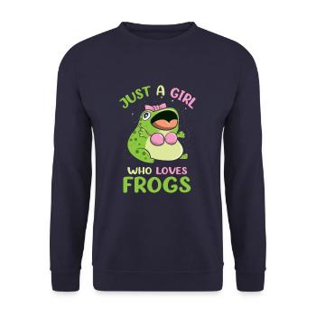 Juste une fille qui aime les grenouilles Drôle d’amoureux des grenouilles - Sweat-shirt Unisexe - marine - Devant - Alina (178cm) & Michal (187cm)