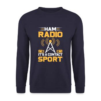 Ham Radio It's Contact Sport Funny Amateur Ham - Unisex Sweatshirt - navy - Front - Alina (178cm) & Michal (187cm)