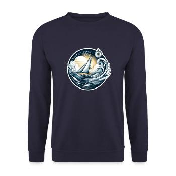 Segler gehen segeln mit einem Segelboot - Unisex Pullover - Navy - Vorne - Alina (178cm) & Michal (187cm)