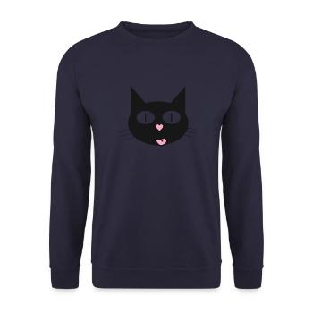 Cute cat, tomcat with heart-shaped nose - Unisex Sweatshirt - navy - Front - Alina (178cm) & Michal (187cm)