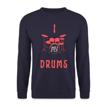 I Love My Drums - Unisex Pullover - Navy - Vorne - Alina (178cm) & Michal (187cm)