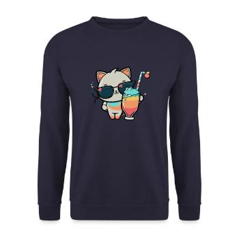 The coolest cat on the beach - Unisex Sweatshirt - navy - Front - Alina (178cm) & Michal (187cm)