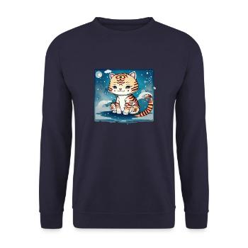 A cat design that couldn't be sweeter. - Unisex Sweatshirt - navy - Front - Alina (178cm) & Michal (187cm)