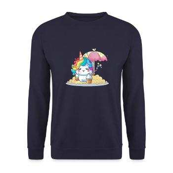 Magisches Einhorn - Sommer Edition - Unisex Pullover - Navy - Vorne - Alina (178cm) & Michal (187cm)