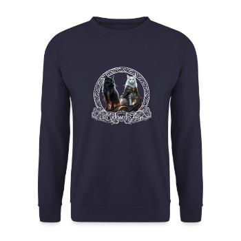 Bygul and Trejgul - Cats of the Goddess Freya - Unisex Sweatshirt - navy - Front - Alina (178cm) & Michal (187cm)