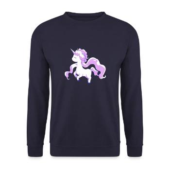 Funky Einhorn: Verspieltes Design für Königinnen - Unisex Pullover - Navy - Vorne - Alina (178cm) & Michal (187cm)