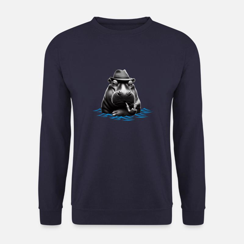 Nilpferd-Pfeife 🦛 - Unisex Pullover - Navy