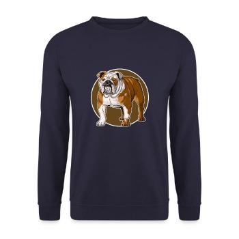 English Bulldog T-shirt. BULLY the dog. - Unisex Sweatshirt - navy - Front - Alina (178cm) & Michal (187cm)