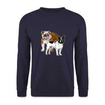 English and French Bulldog T-Shirt. - Unisex Sweatshirt - navy - Front - Alina (178cm) & Michal (187cm)