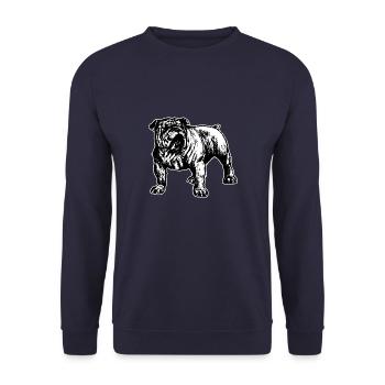 English Bulldog T-shirt. BULLY the dog. - Unisex Sweatshirt - navy - Front - Alina (178cm) & Michal (187cm)