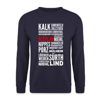 Köln - Stadtteile - Unisex Pullover - Navy - Vorne - Alina (178cm) & Michal (187cm)