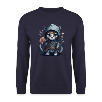 The Ninja Cat – incredible and unforgettable - Unisex Sweatshirt - navy - Front - Alina (178cm) & Michal (187cm)