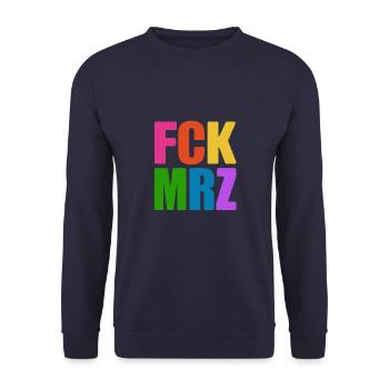 FCK MRZ - nein zu Merz - Kanzler - Unisex Pullover - Navy - Vorne - Alina (178cm) & Michal (187cm)