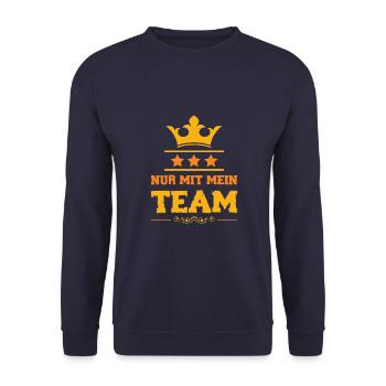 Nur mit mein Team - Unisex Pullover - Navy - Vorne - Alina (178cm) & Michal (187cm)