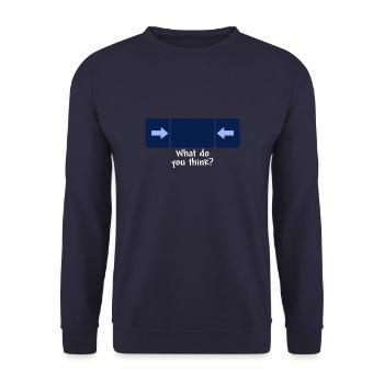 what do you think white - Unisex Sweatshirt - navy - Front - Alina (178cm) & Michal (187cm)
