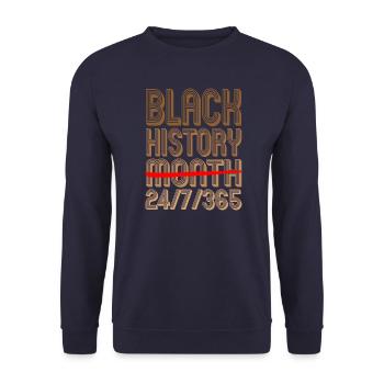 Black History Month 24/7/365 - Unisex Sweatshirt - navy - Front - Alina (178cm) & Michal (187cm)