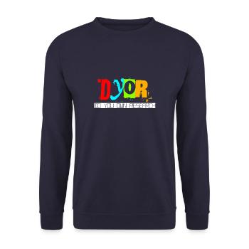 dyor v1 white - Unisex Pullover - Navy - Vorne - Alina (178cm) & Michal (187cm)