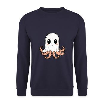 Oktopus Halloween Lustig Geist - Unisex Pullover - Navy - Vorne - Alina (178cm) & Michal (187cm)