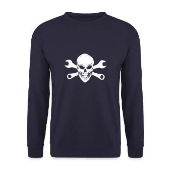 Mechanic skull - Unisex Sweatshirt - navy - Front - Alina (178cm) & Michal (187cm)