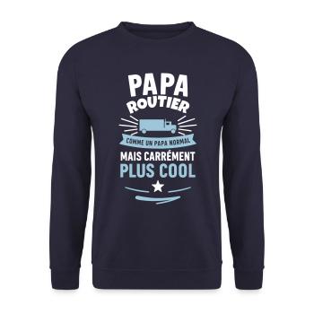 Papa routier – plus cool qu’un papa normal - Sweat-shirt Unisexe - marine - Devant - Alina (178cm) & Michal (187cm)