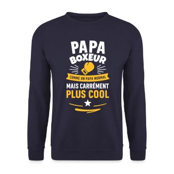 T-shirt Papa boxeur – Cadeau fête des pères - Sweat-shirt Unisexe - marine - Devant - Alina (178cm) & Michal (187cm)
