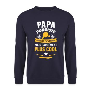 Papa pongiste – Cadeau fête des pères - Sweat-shirt Unisexe - marine - Devant - Alina (178cm) & Michal (187cm)