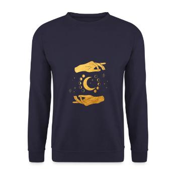 Moon phases with golden hands, spiritual, magical - Unisex Sweatshirt - navy - Front - Alina (178cm) & Michal (187cm)