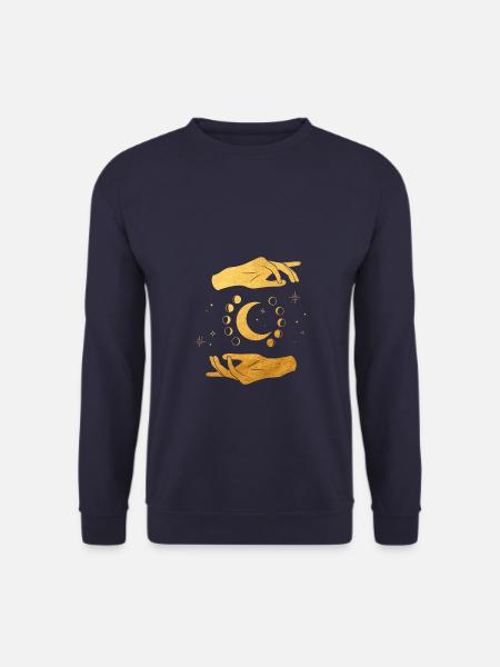 Mondphasen mit goldenen Händen, spiritual, magisch - Unisex Pullover - Navy