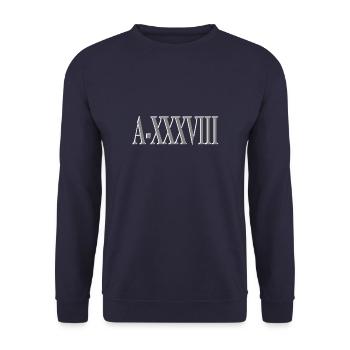 a38 weiss - Unisex Pullover - Navy - Vorne - Alina (178cm) & Michal (187cm)