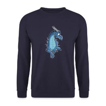 STUCK Blue Dragon (front) - Unisex Sweatshirt - navy - Front - Alina (178cm) & Michal (187cm)