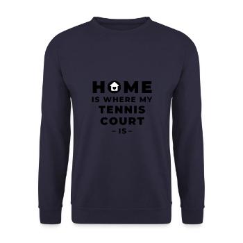 Zuhause ist, wo mein Tennisplatz ist - Unisex Pullover - Navy - Vorne - Alina (178cm) & Michal (187cm)