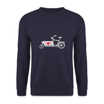 Vélo cargo, coeurs, Saint Valentin - Sweat-shirt Unisexe - marine - Devant - Alina (178cm) & Michal (187cm)