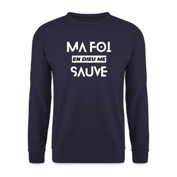 Ma foi en Dieu me sauve - Sweat-shirt Unisexe - marine - Devant - Alina (178cm) & Michal (187cm)