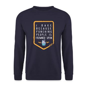 Ich backe, weil Punching Menschen ist gepözelt Auf Gif - Unisex Pullover - Navy - Vorne - Alina (178cm) & Michal (187cm)