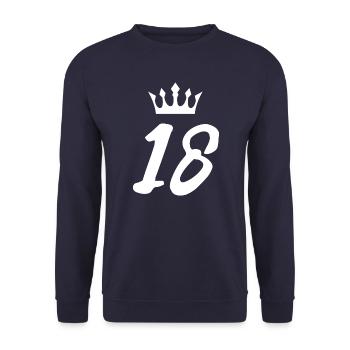 18 Zahl Krone - Unisex Pullover - Navy - Vorne - Alina (178cm) & Michal (187cm)