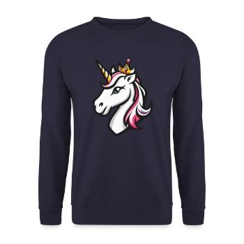 Einhorn Krone - Unisex Pullover - Navy - Vorne - Alina (178cm) & Michal (187cm)