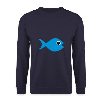 ★ Design colors changeable ★ Fish with googly eyes - Unisex Sweatshirt - navy - Front - Alina (178cm) & Michal (187cm)