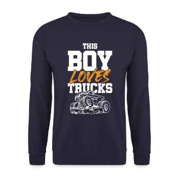 the boy loves trucks - Unisex Sweatshirt - navy - Front - Alina (178cm) & Michal (187cm)