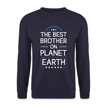 Bester Bruder Spruch - Unisex Pullover - Navy - Vorne - Alina (178cm) & Michal (187cm)