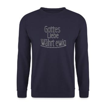 Gottes Liebe währt - Unisex Pullover - Navy - Vorne - Alina (178cm) & Michal (187cm)