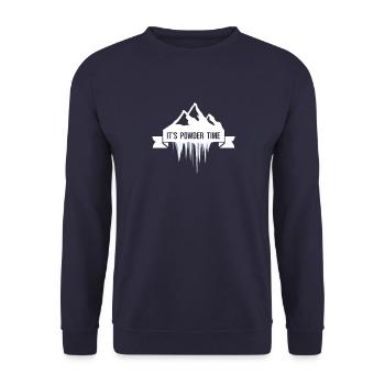 C’EST L’HEURE DE LA POUDREUSE - Ski Snowboard Freeride - Sweat-shirt Unisexe - marine - Devant - Alina (178cm) & Michal (187cm)