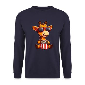 Coole Giraffe Popcorn Kino Film Filmliebhaber Film - Unisex Pullover - Navy - Vorne - Alina (178cm) & Michal (187cm)