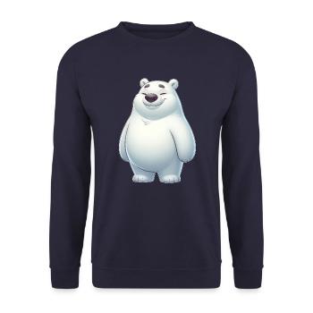 Süßer Eisbär Cartoon Glücklich Entspannt - Unisex Pullover - Navy - Vorne - Alina (178cm) & Michal (187cm)