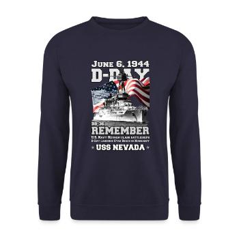 REMEMBER D-DAY USS Nevada BB-36 - Unisex Sweatshirt - navy - Front - Alina (178cm) & Michal (187cm)